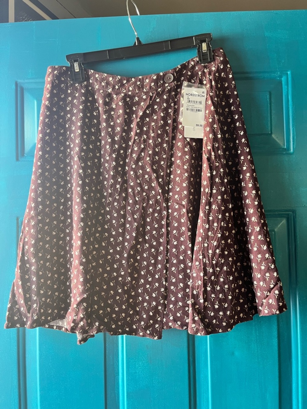 Nordstrom Burgundy Floral Circle Skirt